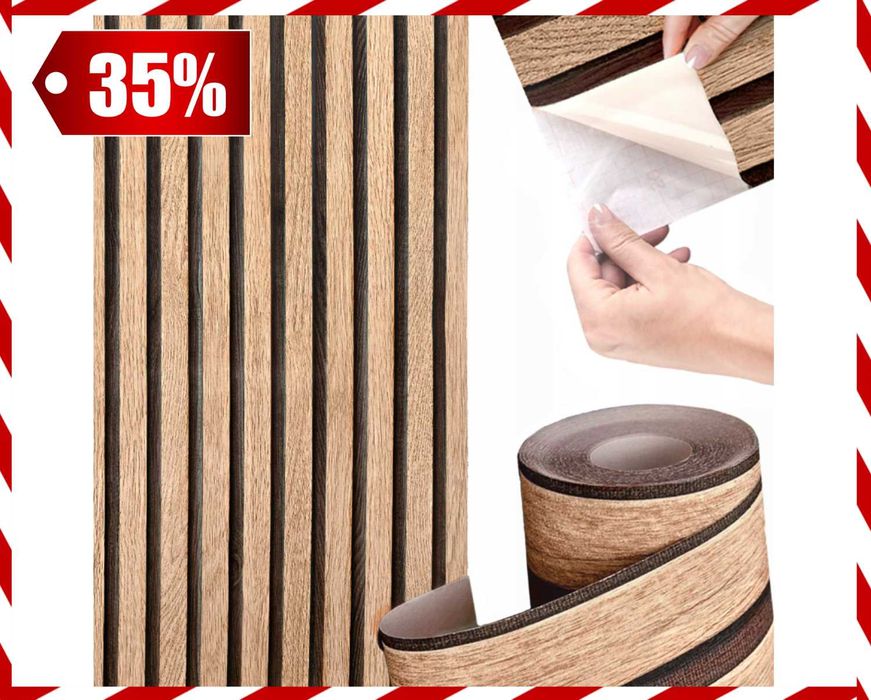Panele Ścienne 3D Okleina Lamele Brąz Drewno 10m Tapeta Samoprzylepna