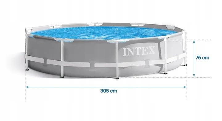 Basen Stelażowy Ogrodowy 305x76cm INTEX POMPA 9w1 Wytrzymały OKAZJA!