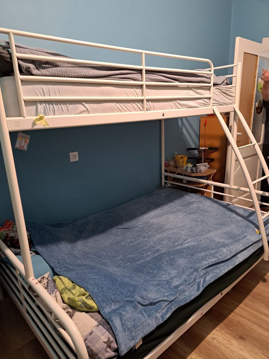 Łóżko piętrowe 3-osobowe Ikea białe