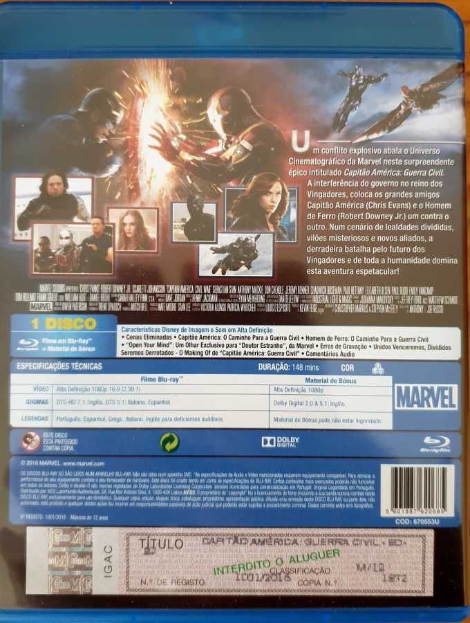 Blu-Ray Capitão América - Guerra Civil / Captain America - Civil War