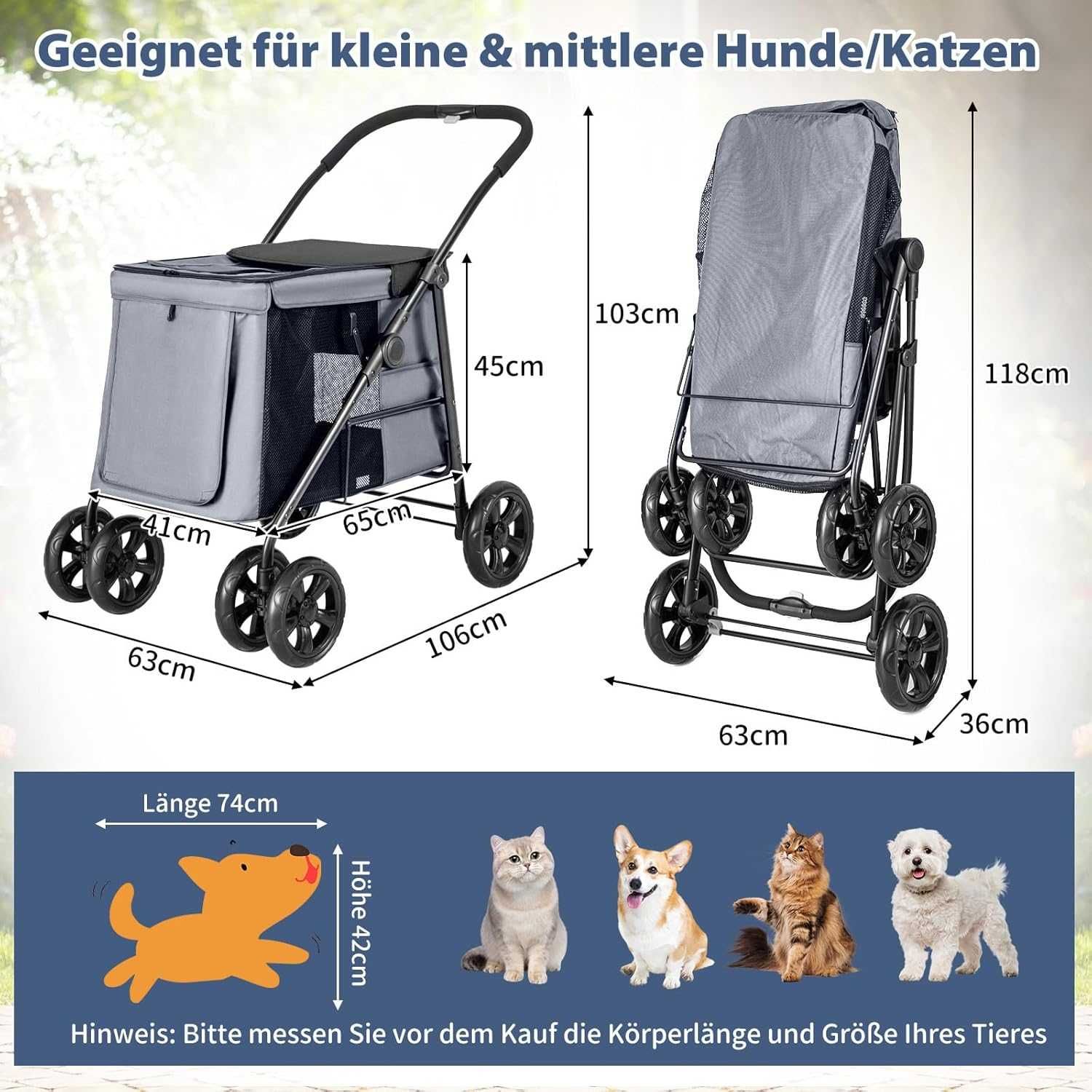 GOPLUS Składany Wózek dla Psów i Kotów do 40 kg spacerówka transporter