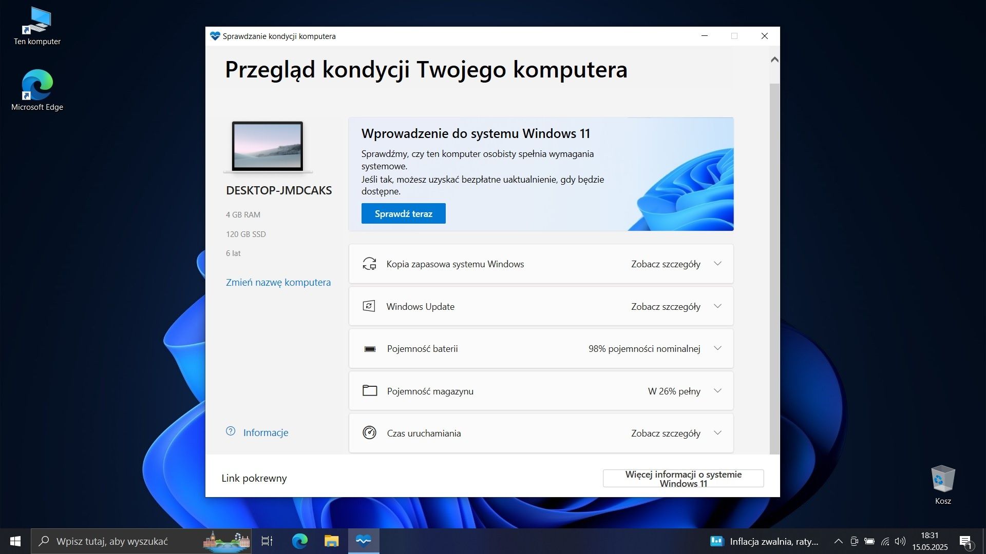 Laptop Asus Notebook F541U - Sprawny, Turkusowy, Windows 10, SSD 120gb