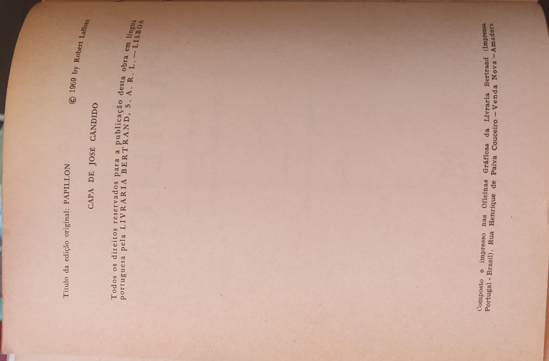 Livro "Papillon" de Henry Charrière - Livraria Bertrand ®1969