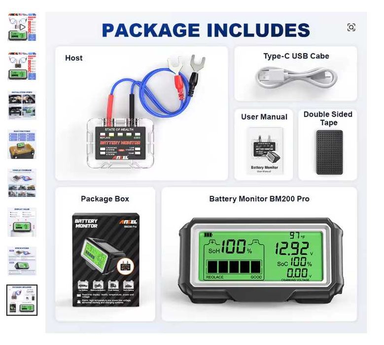 Індикатор стану акумулятора ANCEL BM200 PRO 12V Тестер  аккумулятора