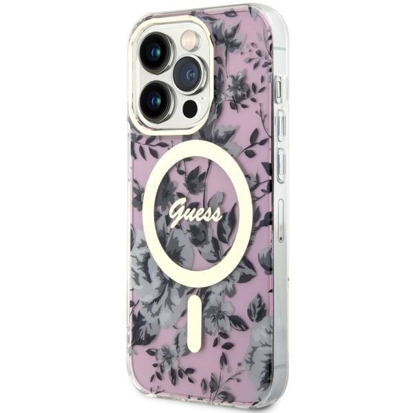 Etui Guess Guhmp14Lhcfwsp iPhone 14 Pro 6.1" Różowe Flower MagSafe