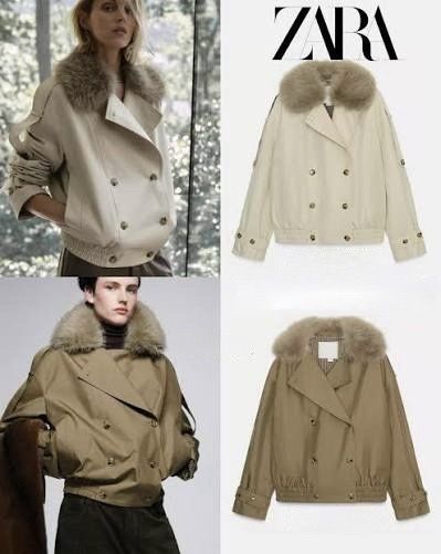 В 2-х кольорах. Утеплений бомбер/дублянка/пальто/куртка Zara/Зара.