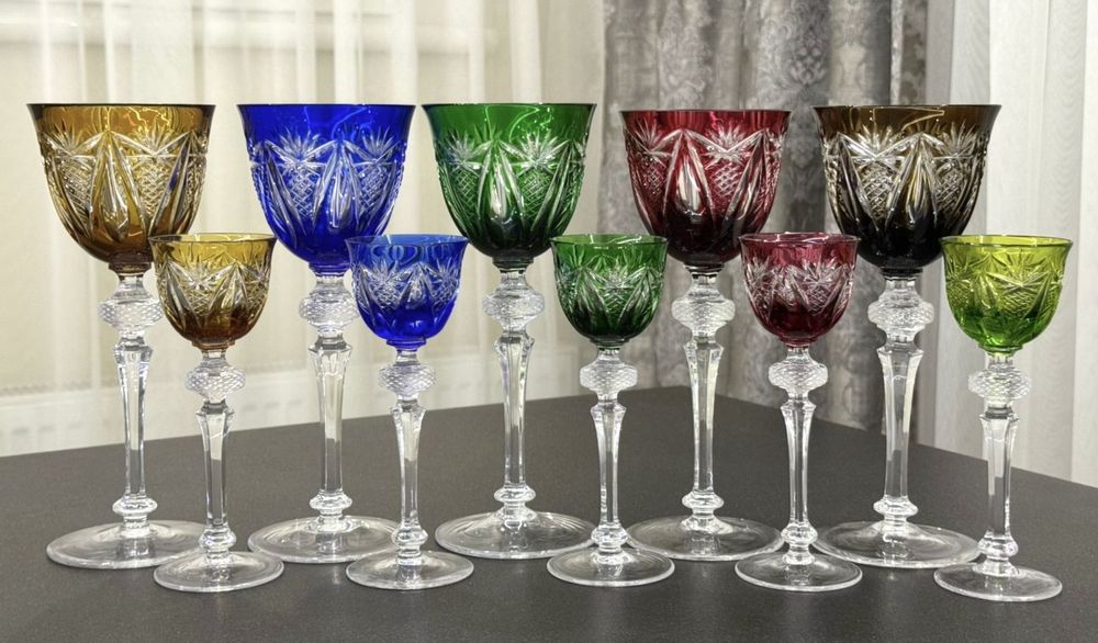 Винтажные хрустальные фужеры для вина WMF Cristal Cabinet GDR Германия