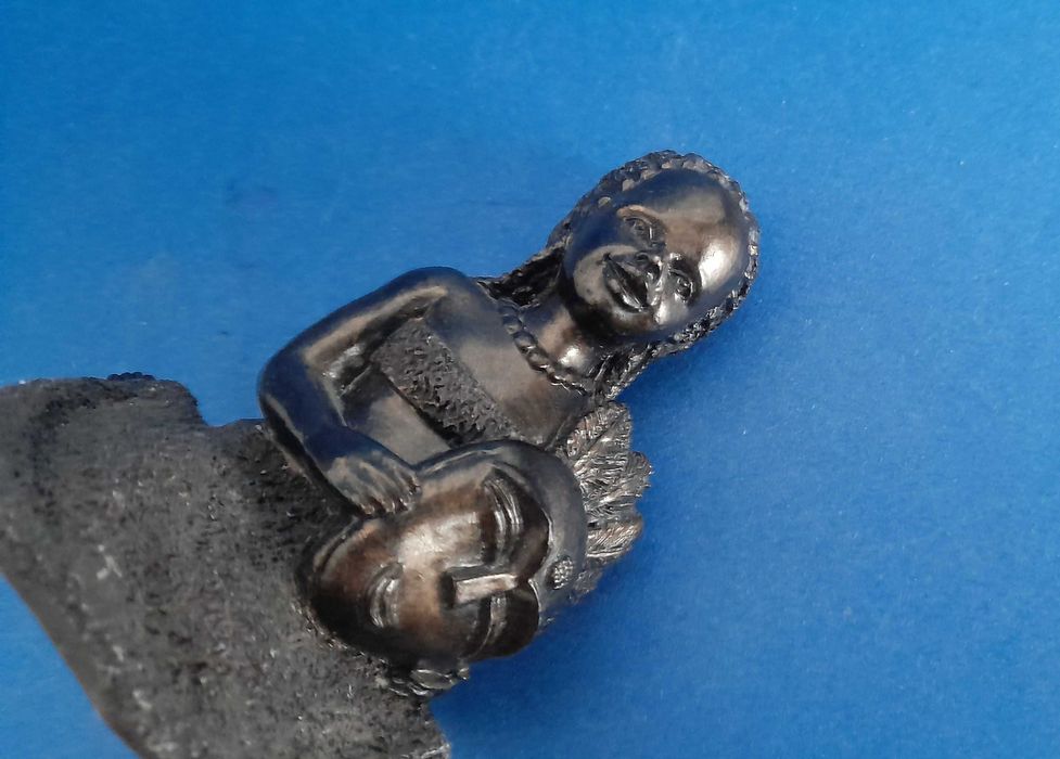 Retro Vintage Mała Rzeźba Afrykańska Figura z Maską. Afryka