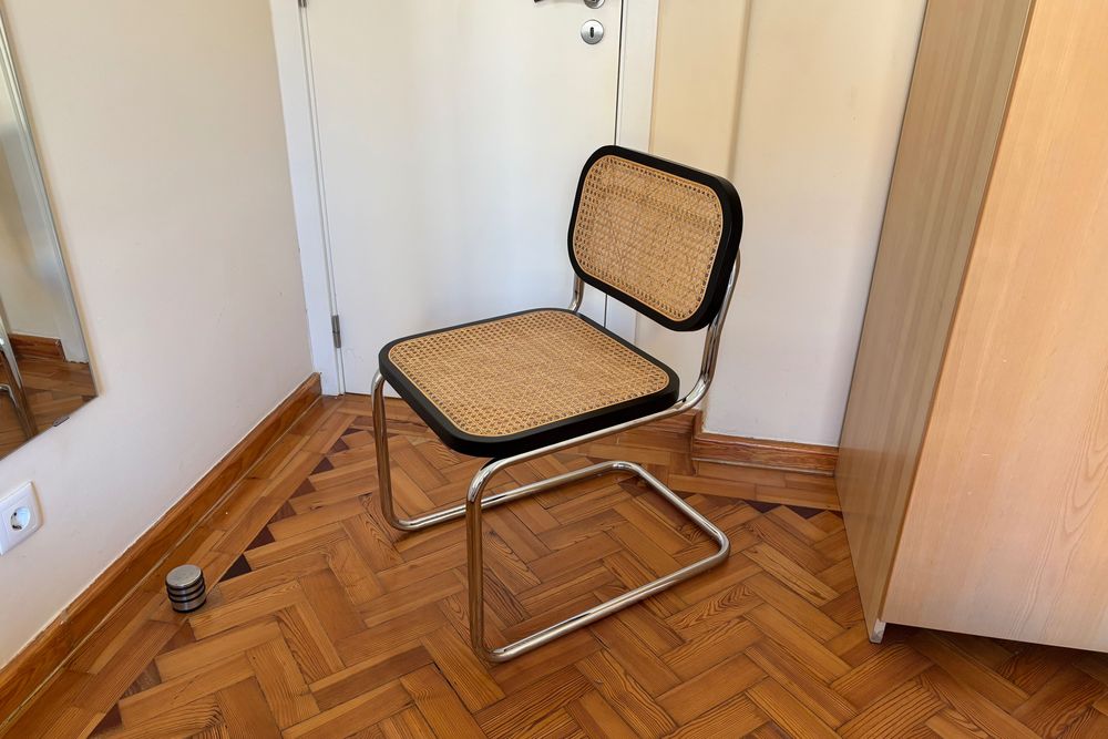Cadeira de Jantar/Escritorio Preta "TENTO" em rattan da SKLUM