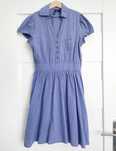 Szmizjerka H&M sukienka vintage niebieska błękitna xs z kołnierzem koł