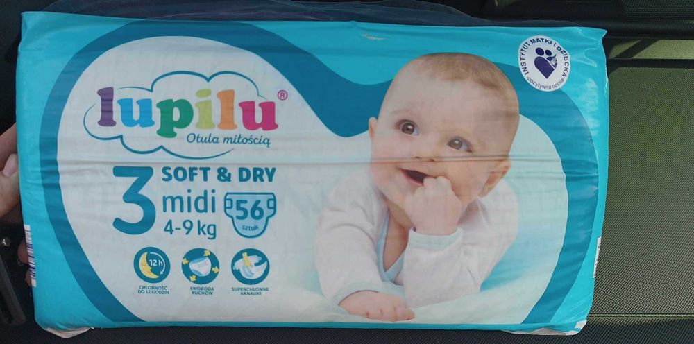 pampersy lupilu soft midi pieluchy rozmiar 3 nowe 56 sztuk