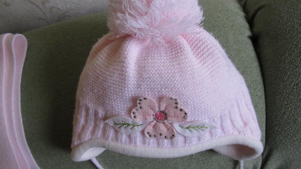 Теплая Шапочка шапка шарф на девочку комплект. 1-2-3 года Зима