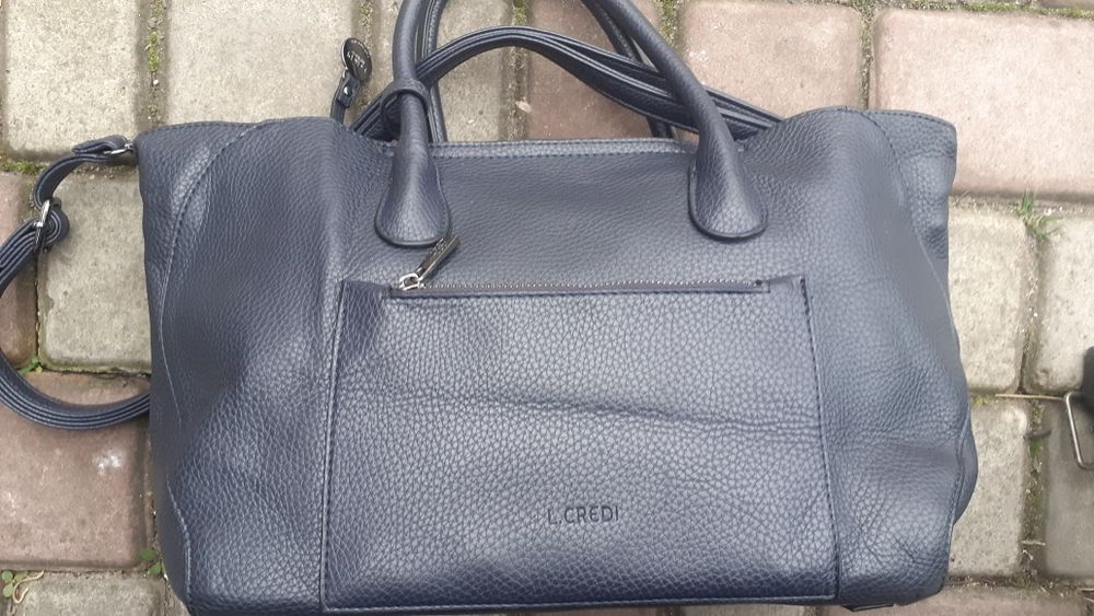 темно-синяя кожаная сумка-тоут трансформер L.CrediГермания.43*31*25*18