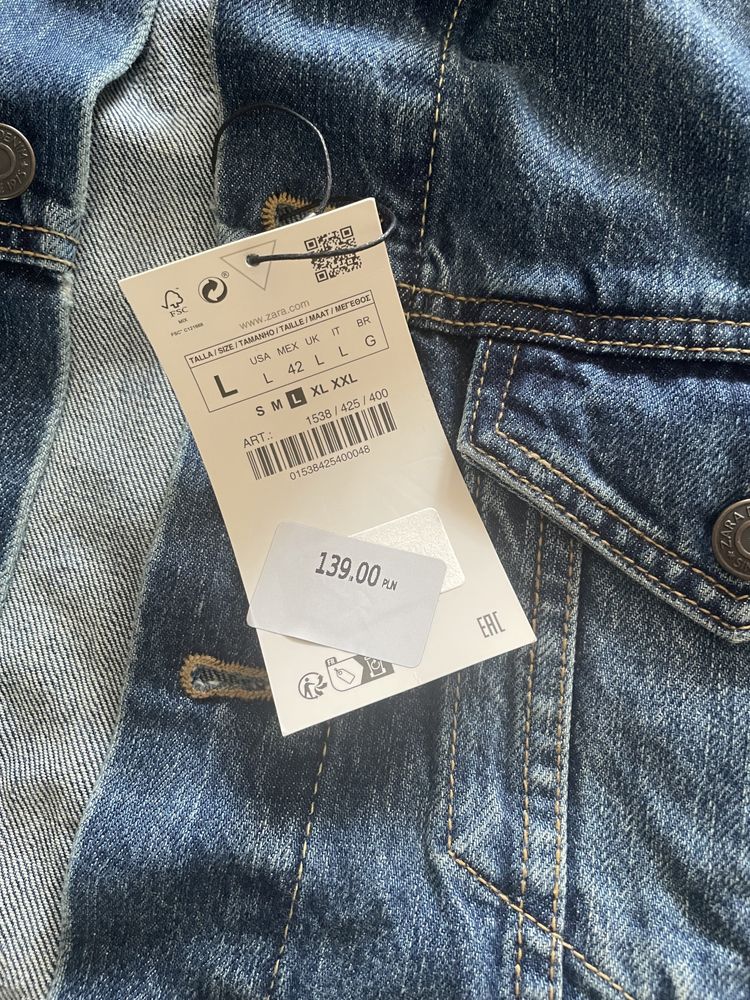 Чоловіча джинсова куртка Zara L 42 розмір НОВА