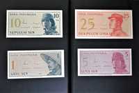 Indonésia notas 1, 5, 10 e 25 Sen 1964