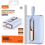 Szybki Powerbank 9000Mah 22,5W 3A Pd Wbudowane Kable Usb-C Do Lightni