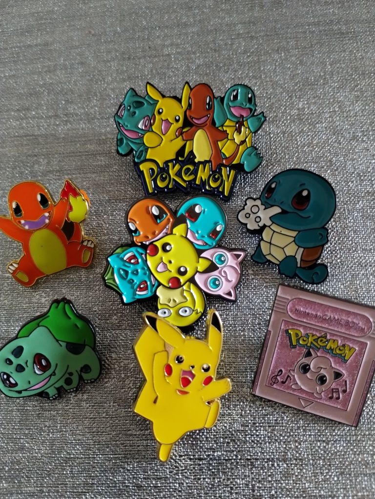 POKÉMON PIKACHU CHARMANDER BULBASAUR - znaczki przypinki spinki zestaw