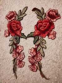 Naszywki róże czerwone haft