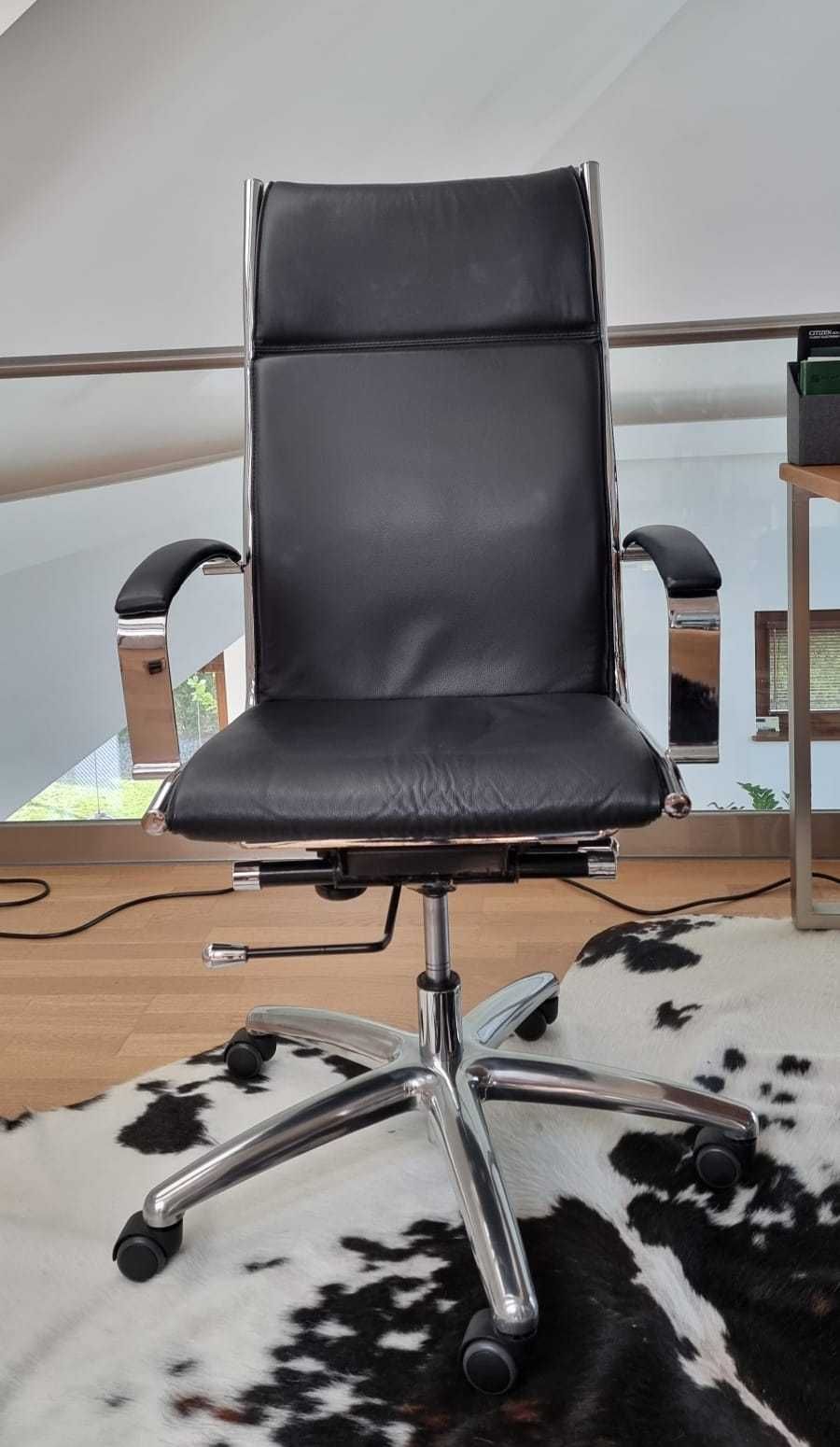 Fotel biurowy obrotowy do biurka eko skóra czarny krzesło biurowe