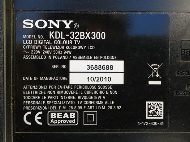 Peças TV Sony Bravia KDL-32BX300