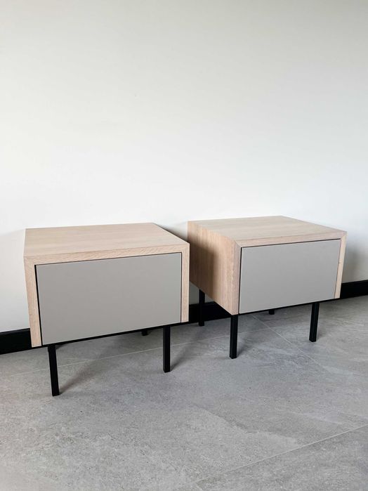 Nowoczesna Szafka Nocna  Dębowa, Lite Drewno, Loft