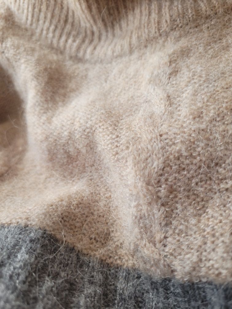 Patchworkowy wełniany sweter oversize alpaka Fransa