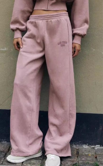 Костюм zara ліловий на флісі худі на замку змійці рожевий