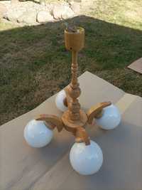 Lampa wisząca 4 żarówki drewniana