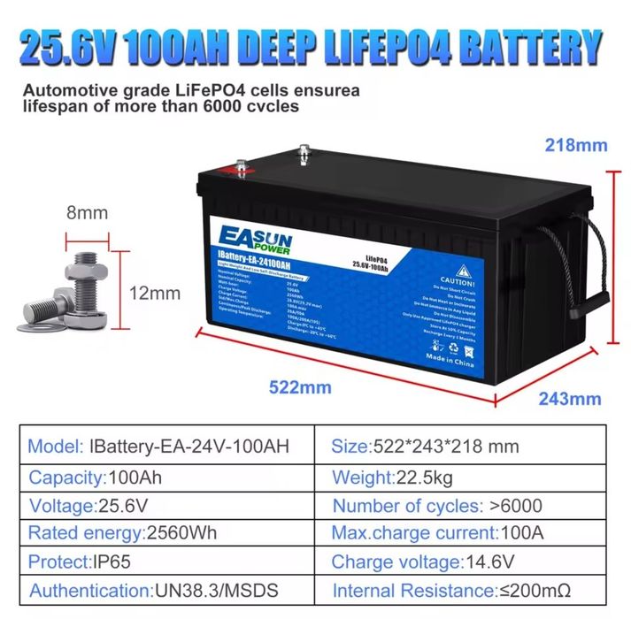 Акумулятор батарея LiFePO4 EASun 24V 100Ah