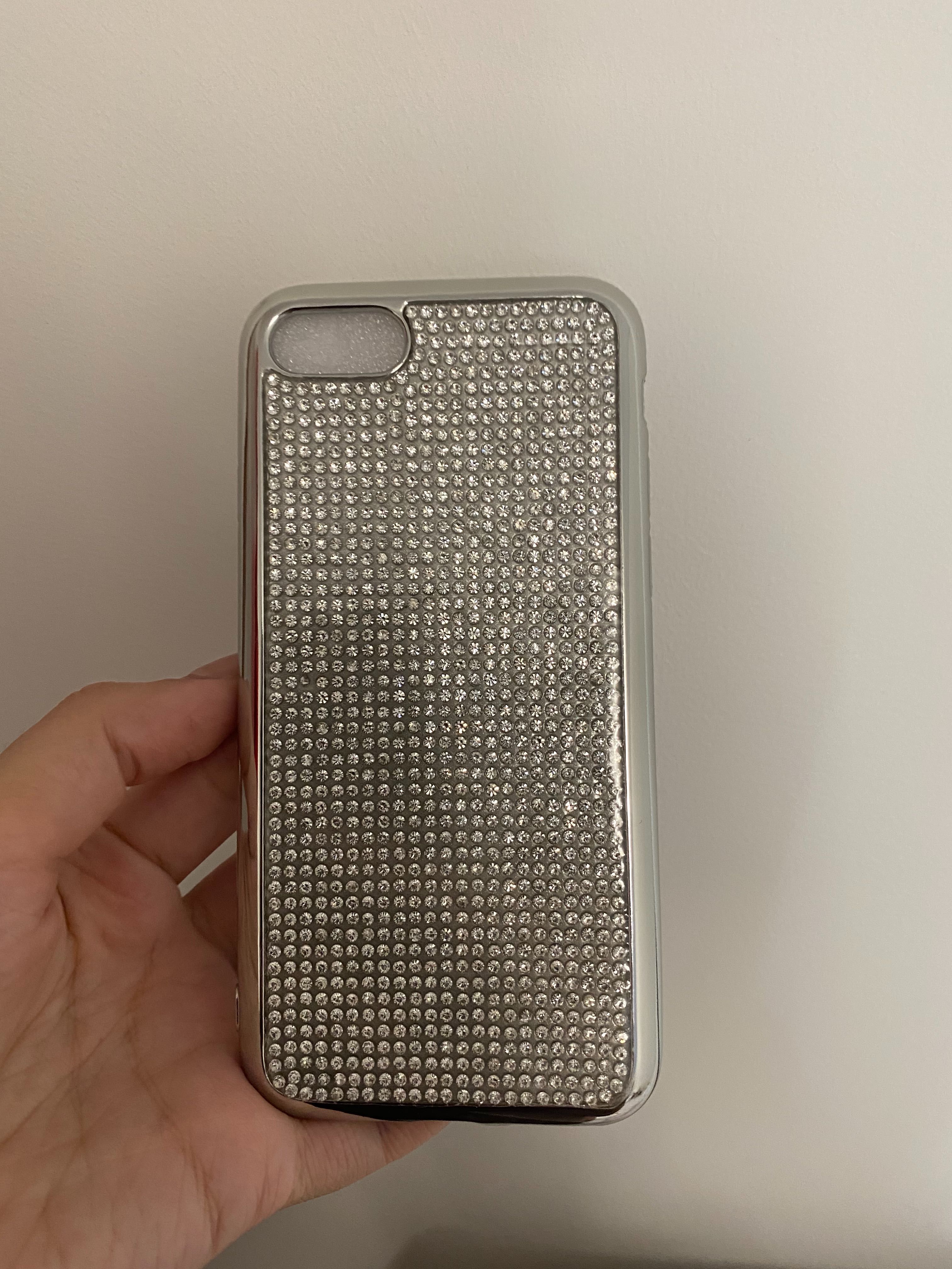 Чехол на iPhone 7 айфон 7/8 со стразами из страз блестящий серебряный