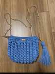 Torebka muszelka handmade rękodzieło błękitna
