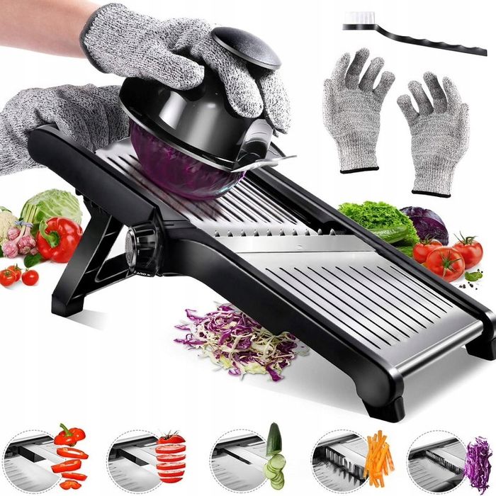 Mandolina szatkownica krajalnica do warzyw tarka ręczna ochrona dłoni