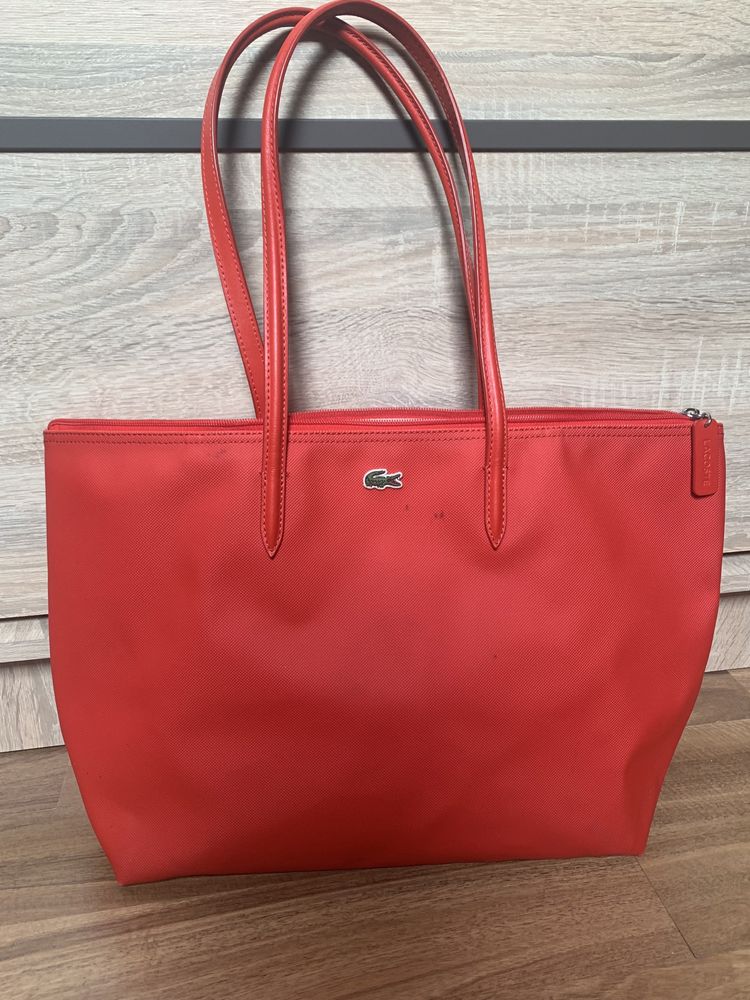 Torebka shopper lacoste czerwona duza