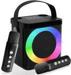Zestaw karaoke z 2 bezprzewodowymi mikrofonami przenośny Bluetooth