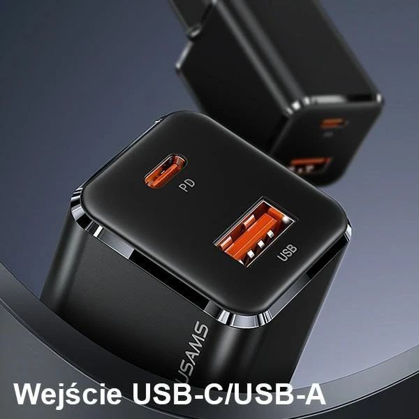USAMS Ładowarka sieciowa 1xUSB-C+1xUSB T43 33W PD3.0 +QC3.0  + kabel