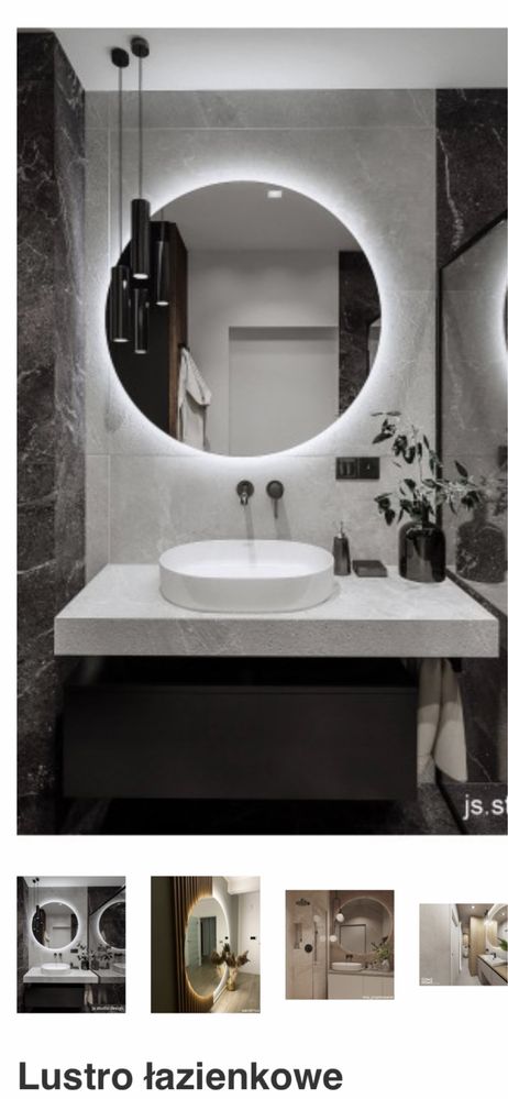 Nowe lustro łazienkowe okrągłe 70 cm z podświetleniem Led