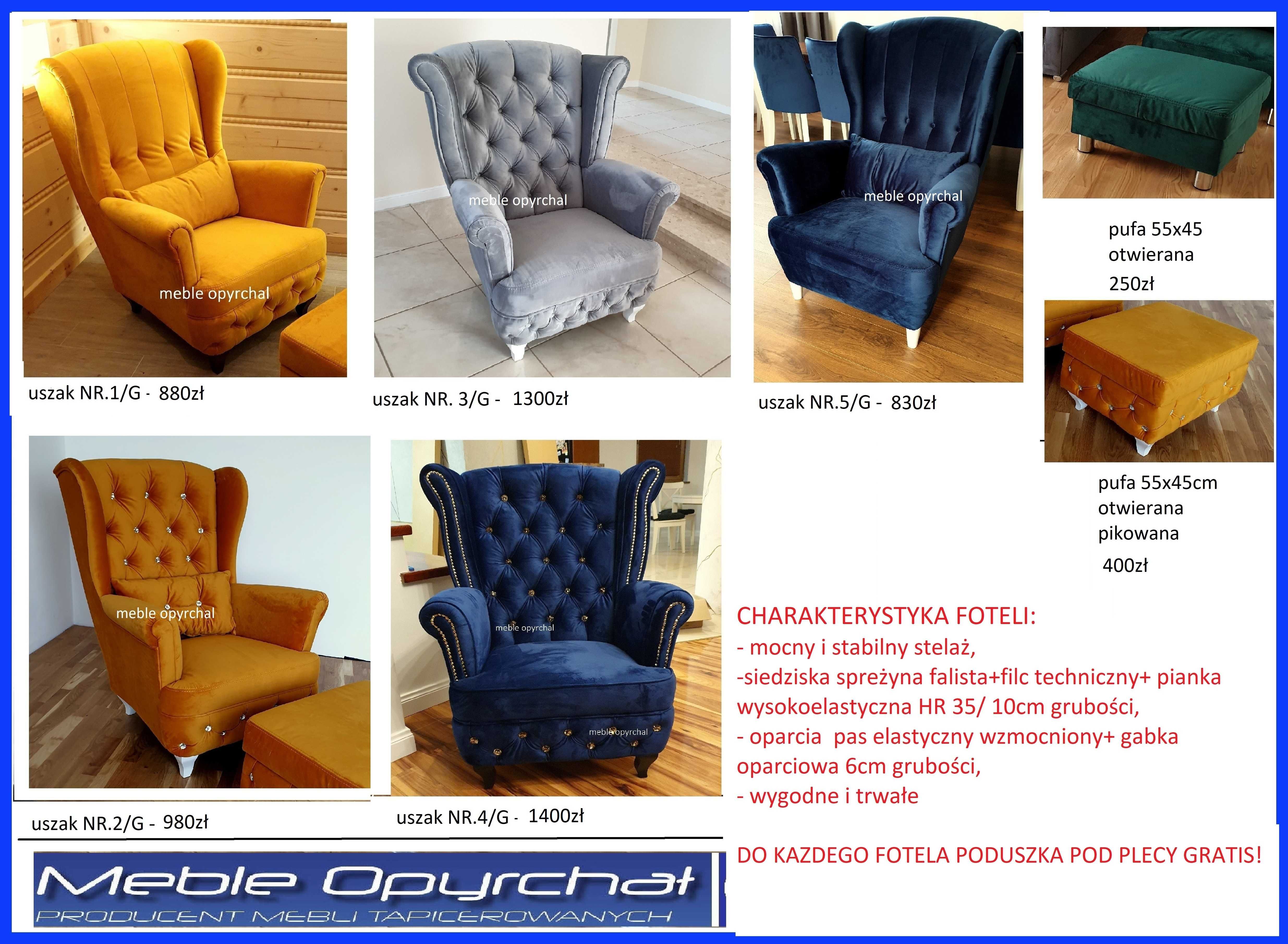 PRODUCENT Cheestefield sofa fotele stolik pufa kryształki NR. 1001