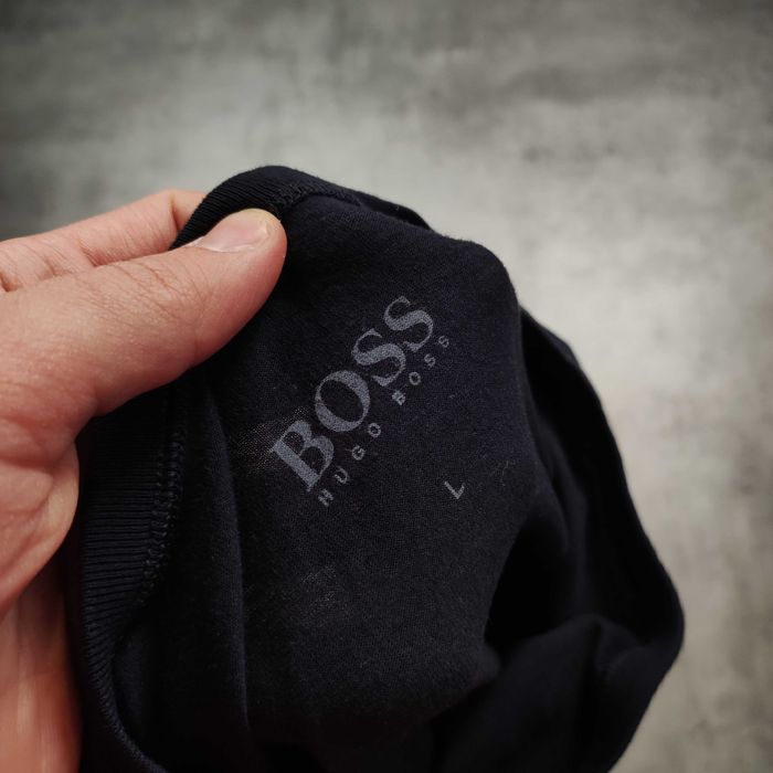 MĘSKA PREMIUM Koszulka Boss Elegancka Hugo Haft Ciemny Granat Classic