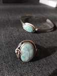Pierścionek regulowany srebro 925 larimar hand made