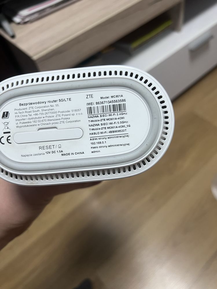 Router/modem zte 801A 5G SIM