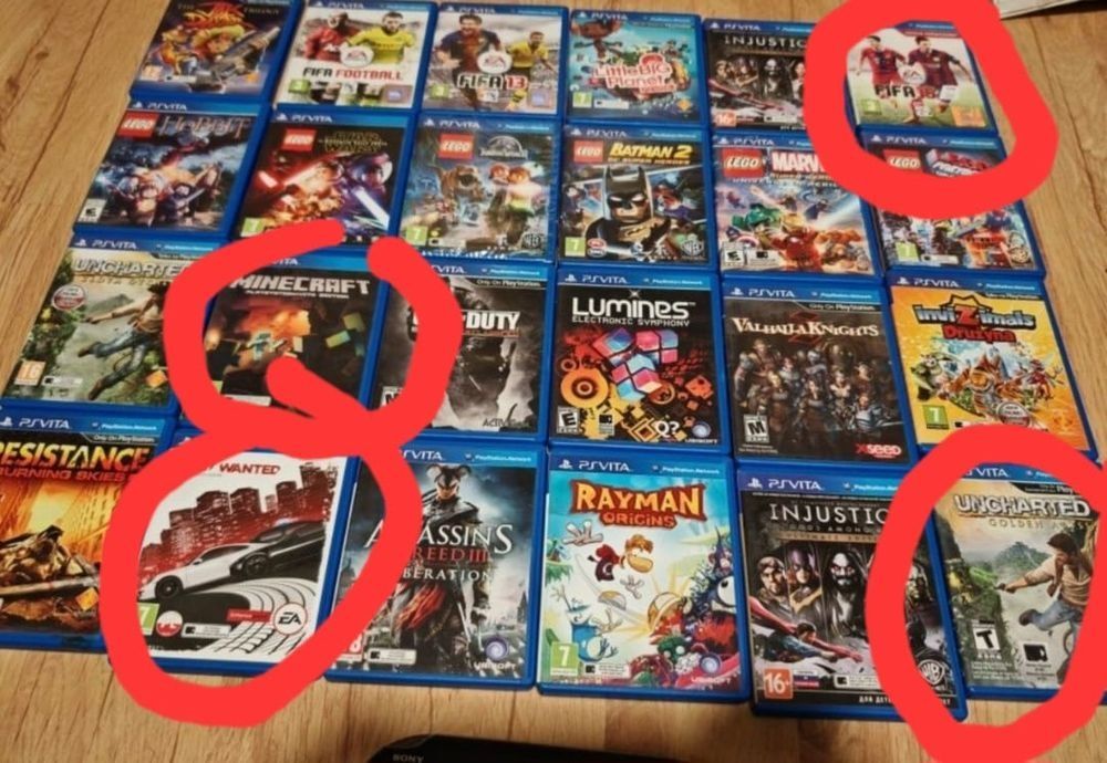 Nfs most wanted Minecraft Fifa Uncharted ps vita gry
