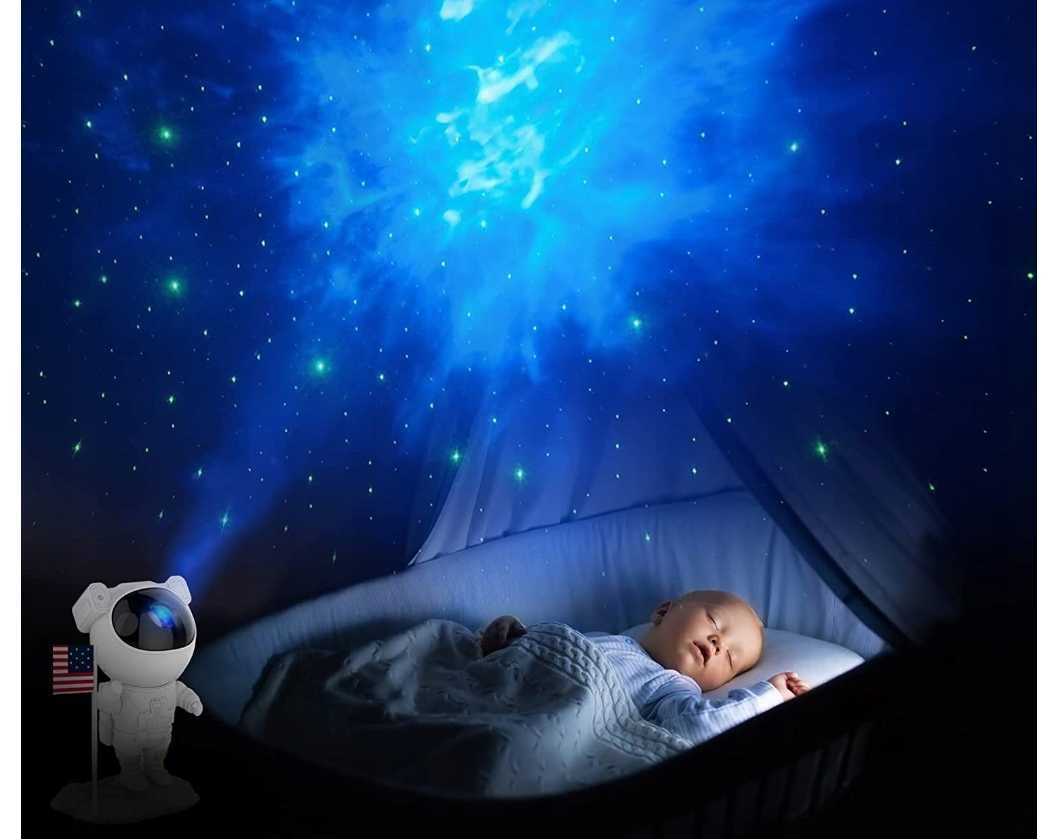 PROJEKTOR GWIAZD ASTRONAUTA Dla Dzieci Lampka Nocna Led Laserowy