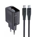 Ładowarka Acefast A82 sieciowa GaN USB-C PD 20W - czarna + kabel USB-C