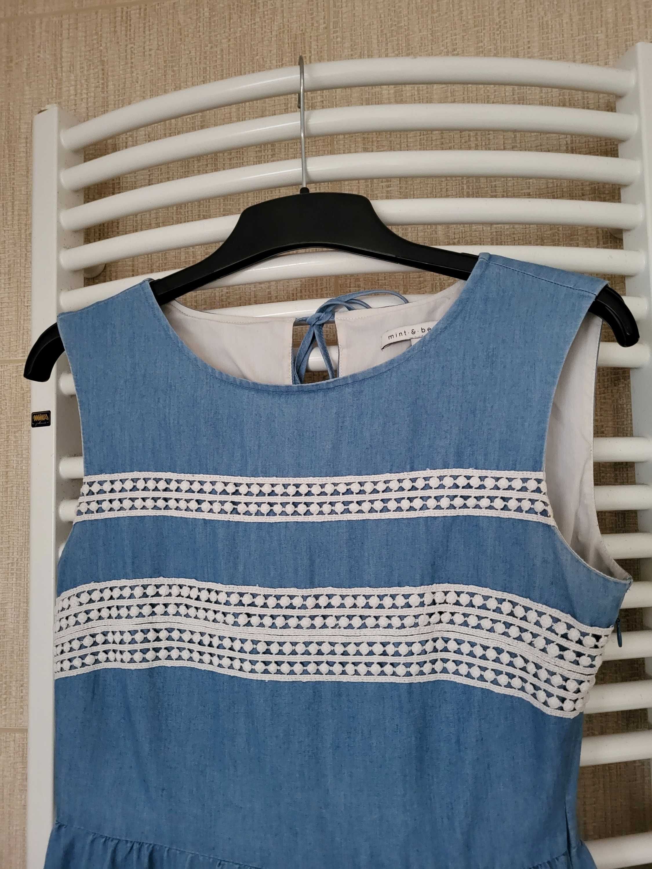 sukienka midi z ozdobną gipiurą w stylu boho Mint & Berry 36/S/38/M