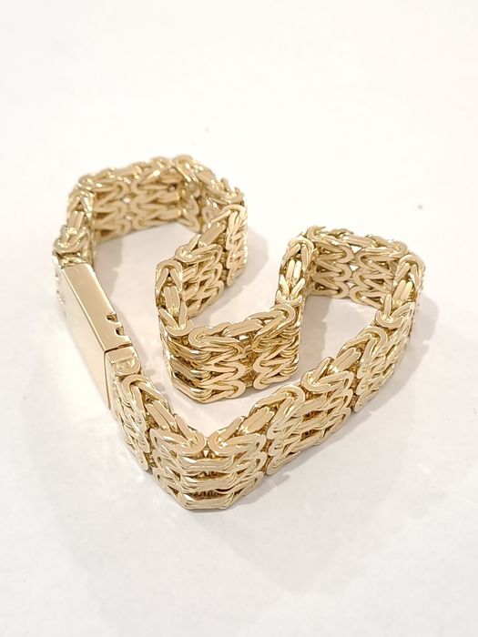 Piękna złota bransoletka splot Królewski 585 Nowa 1.2 cm 22.5 cm