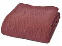 Koc bawełniany w jodełkę 100% bawełna warkocz 130x170 pled piękny róż