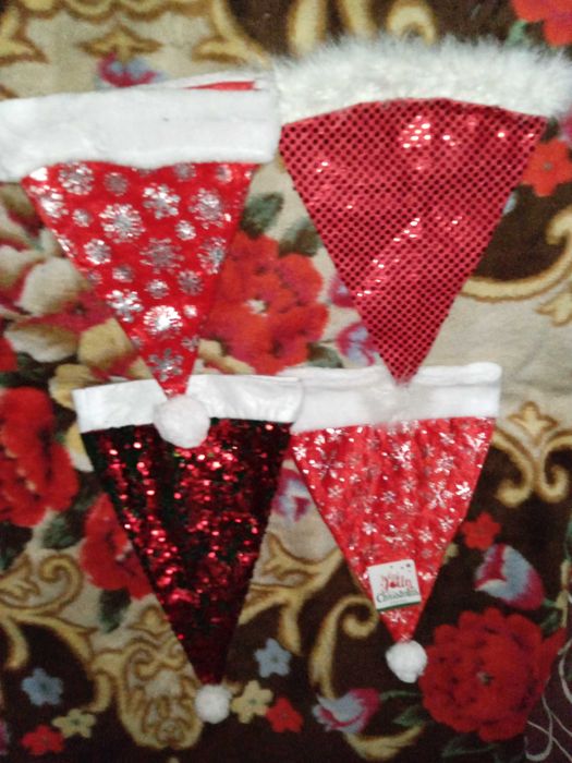 Новогодние колпаки колпачки с мехом пайетками блесточками киндер