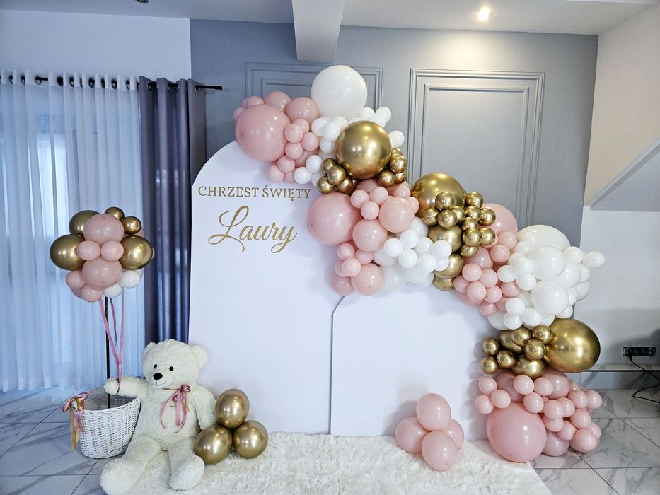 Ścianka balonowa urodziny, roczek, chrzest girlanda balonowa, tło