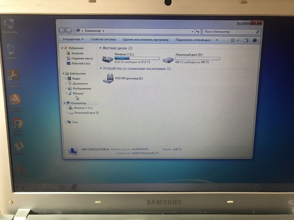 Ноубук samsung rv511 P6200 8gb озу hdd 620gb