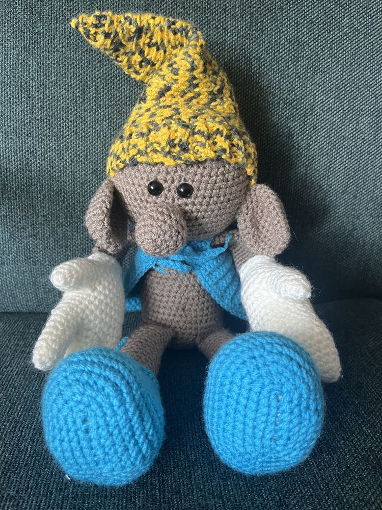 Smerf nowy 35cm (z czapka 50cm) handmade